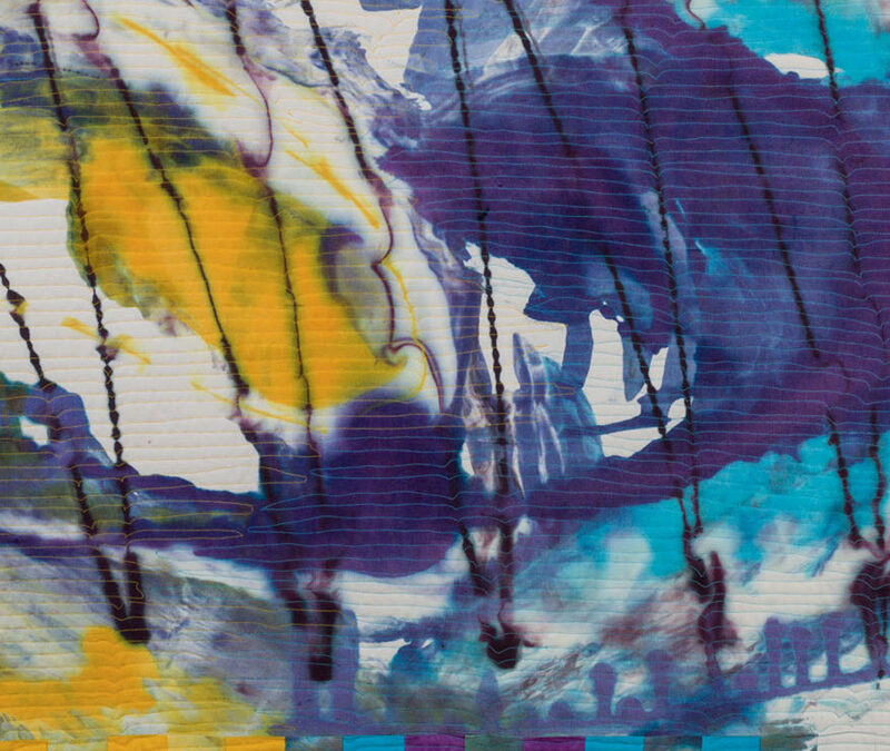 “Wave 14”  + 3 quilts in Pdx exhibit, A Textile Hang at Living Room Wines